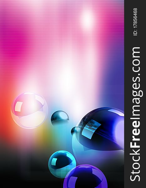 Abstract illustration of spheres on colorful background