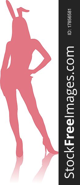 Girl with rabbit ears on high heels. Vector illustration. Girl with rabbit ears on high heels. Vector illustration.