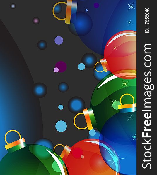 Transparent Christmas decorations on a sparkling background. Transparent Christmas decorations on a sparkling background