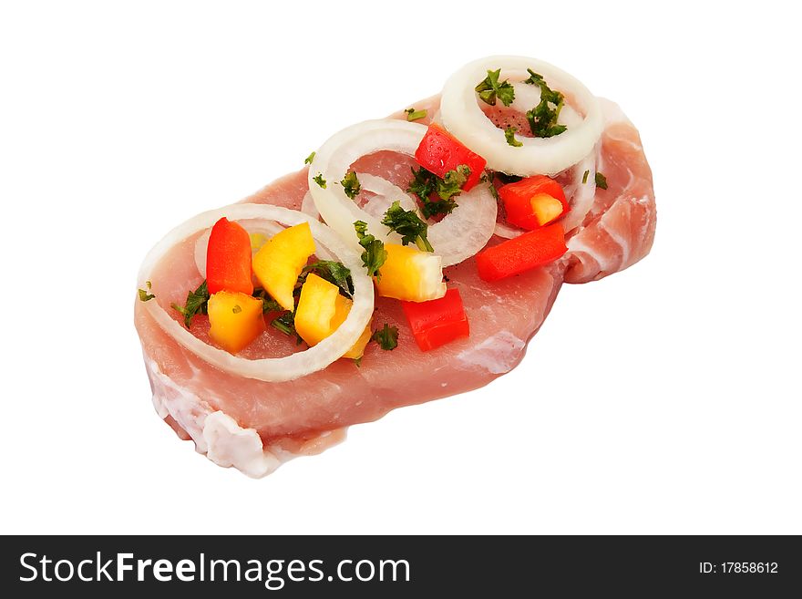 Pork chop with vegetables isolated