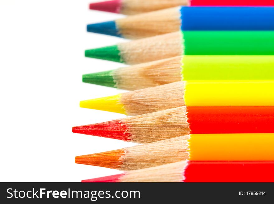 Extreme colors, ultra-bright pencils isolated on white. Extreme colors, ultra-bright pencils isolated on white