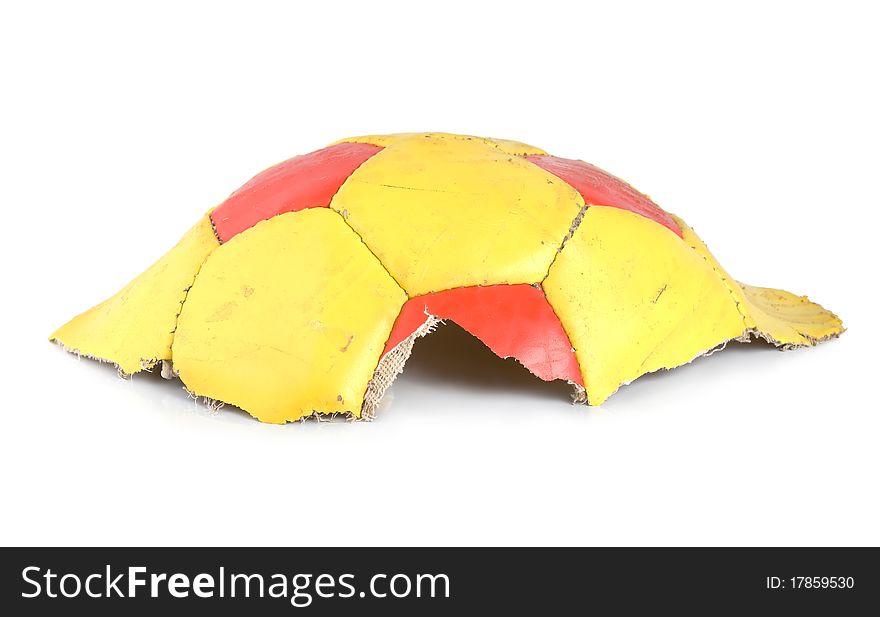 Part of the old soccer isolated on white background