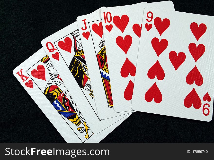 A hearts straight flush hand in poker