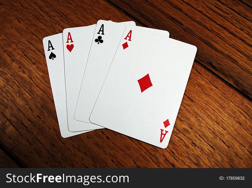 Four aces from a deck of cards