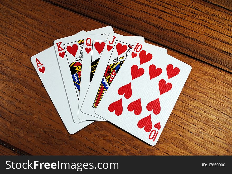 A hearts straight flush in poker