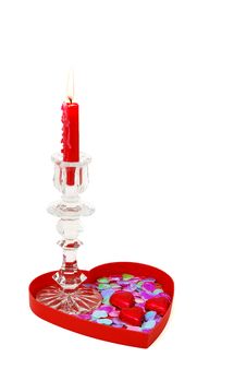 Romantic Candle With Candies On Tray Royalty Free Stock Photo