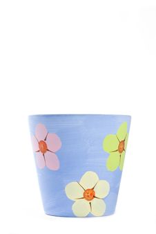Painted Colorful Clay Flower Pot Royalty Free Stock Images