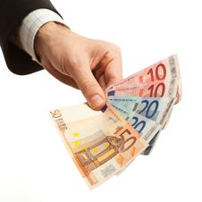Hand Holding Euro Currency Stock Photos