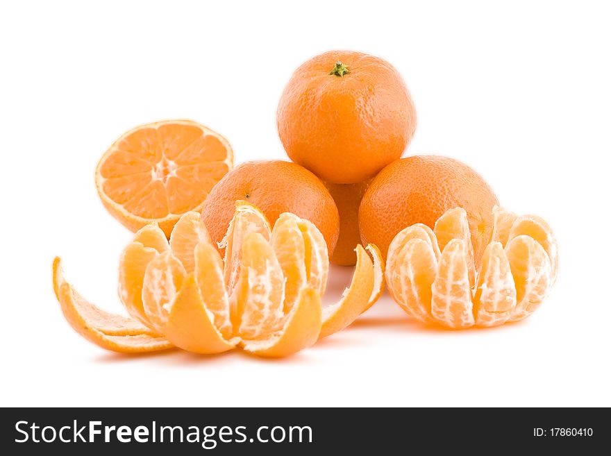 Fresh tangerines in isolated on white background. Fresh tangerines in isolated on white background