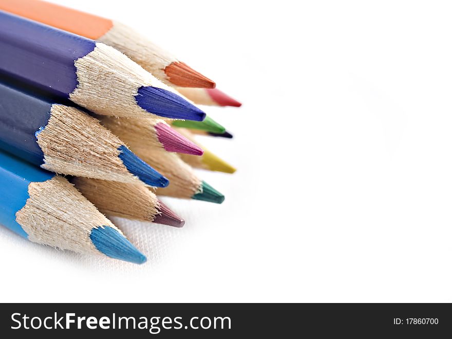 Colored pencils, isolated on the white background.