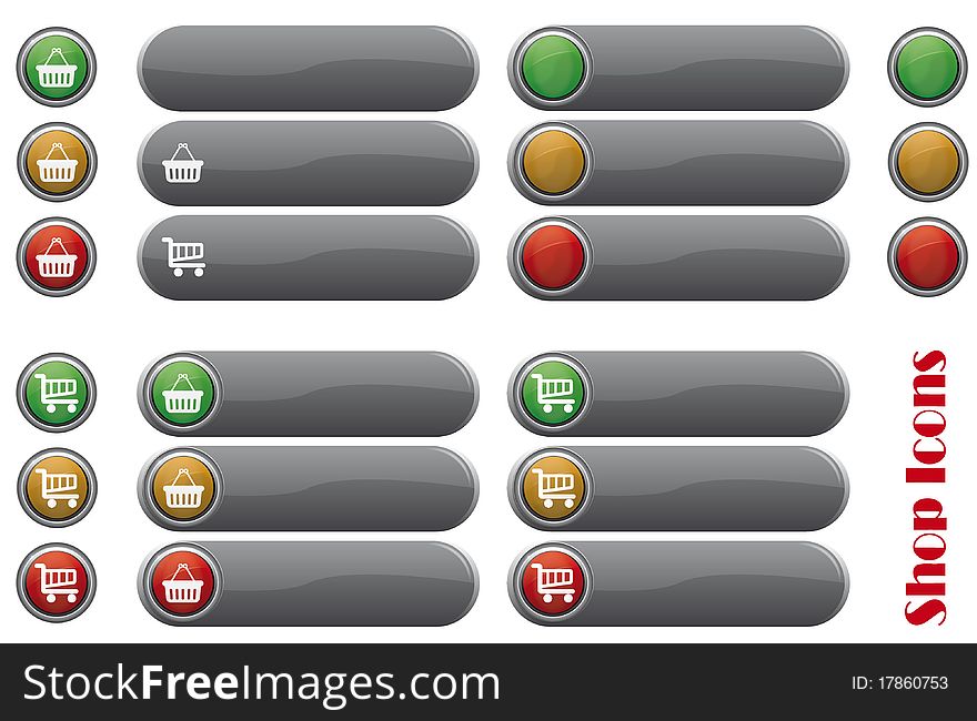 Set shop grey icons for web. Set shop grey icons for web