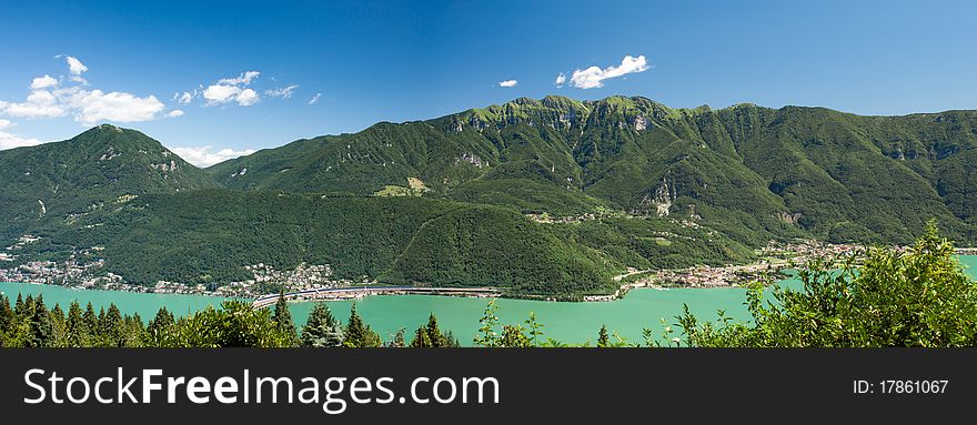 Panorama Of Mountains And Lake