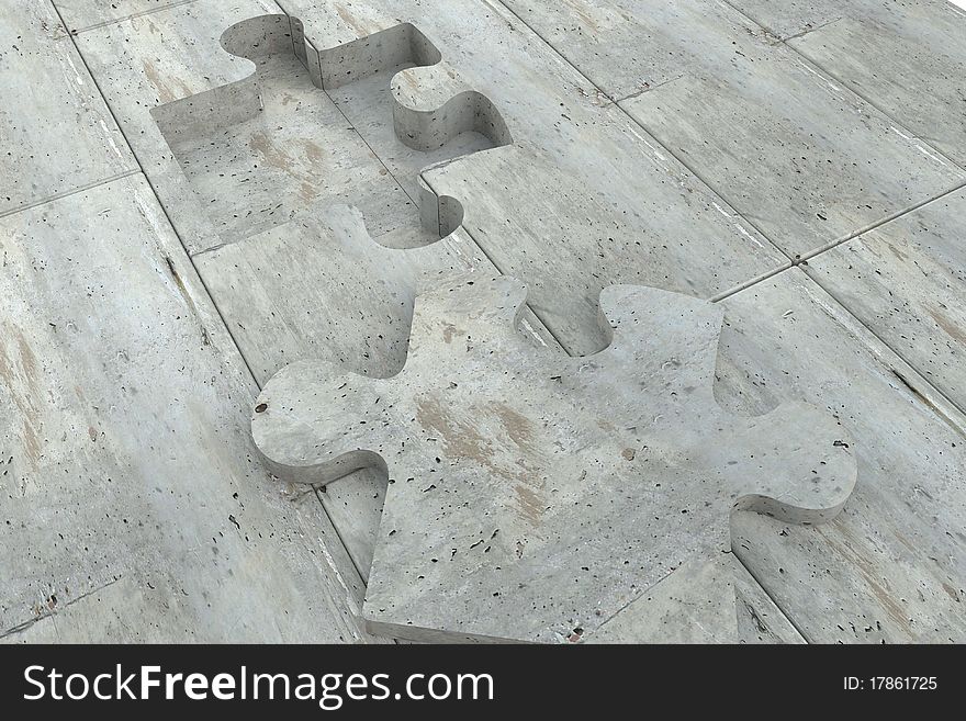 Jigsaw stone puzzle pieces in 3d. Jigsaw stone puzzle pieces in 3d