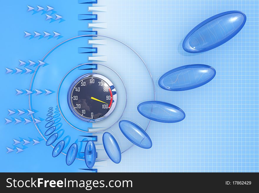 Abstract design with a speedometer. Hi-res digitally generated image. Abstract design with a speedometer. Hi-res digitally generated image.