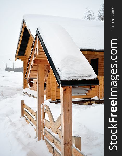 Wooden entrance, log home