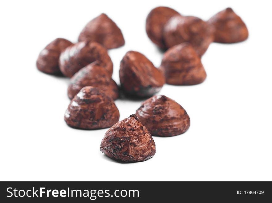 Chocolate Truffles On A White Background