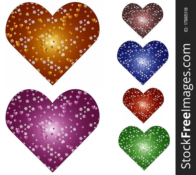 Set the color variations of patterned hearts