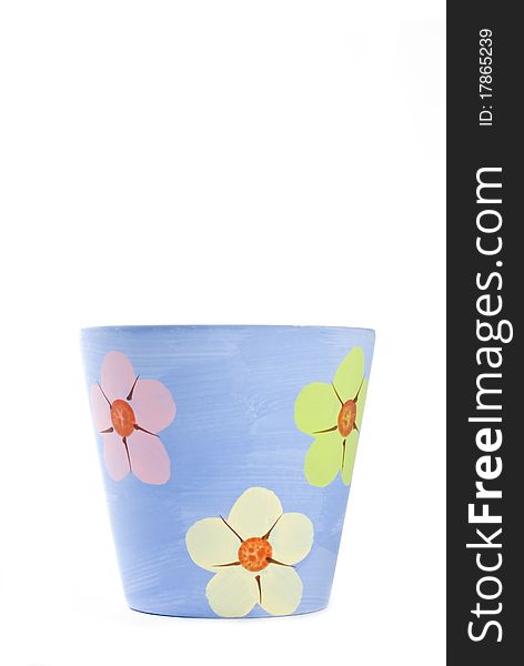 Painted flower pot isolated on white. Painted flower pot isolated on white.