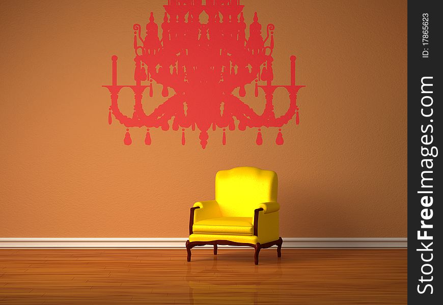 Luxurious chair with silhouette of chandelier