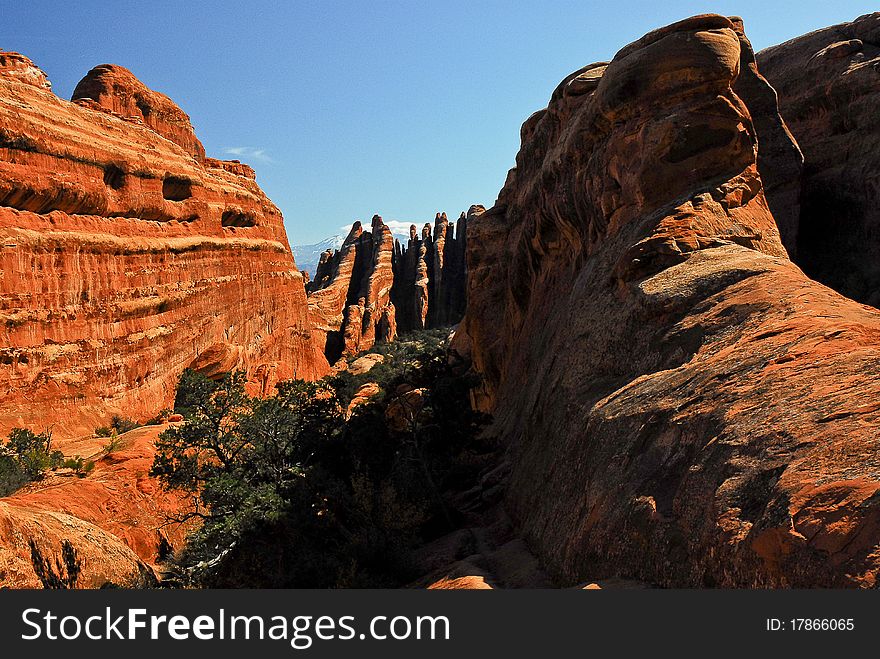 Massive sandstone fins in arches np-the devil's garden trail