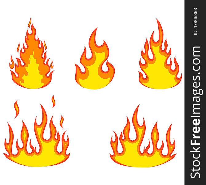 Various fire elements isolated on a white. Vector illustration. Various fire elements isolated on a white. Vector illustration.