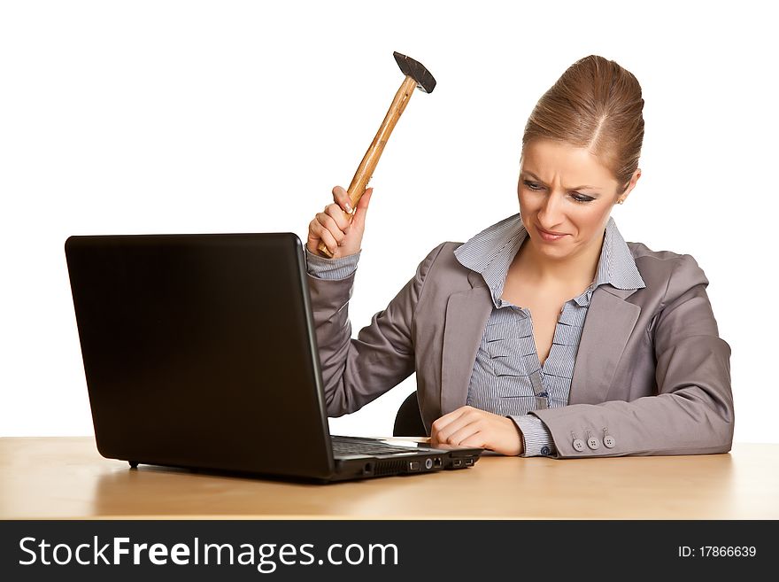 Woman with hammer and notebook