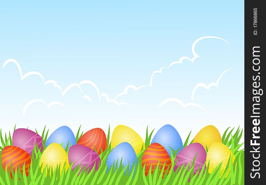Spring background with  Easter eggs