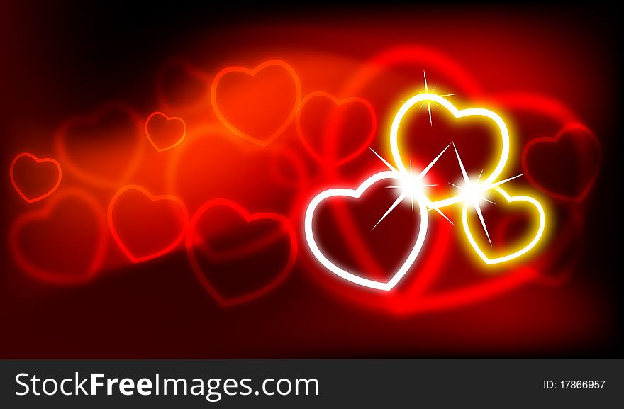 Shiny vector hearts for valentine's day