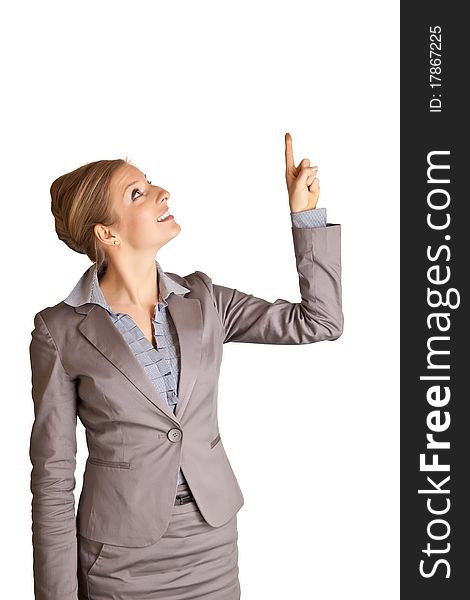 Businesswoman In Suit Pointing Hand