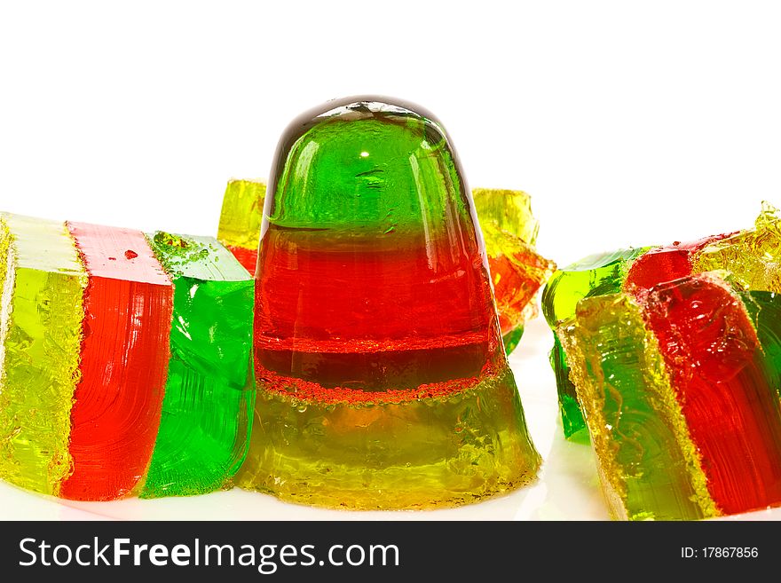 Jelly colorful closeup on white background. Jelly colorful closeup on white background