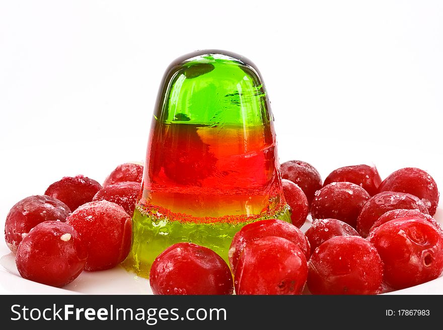 Jelly colorful closeup on white background. Jelly colorful closeup on white background