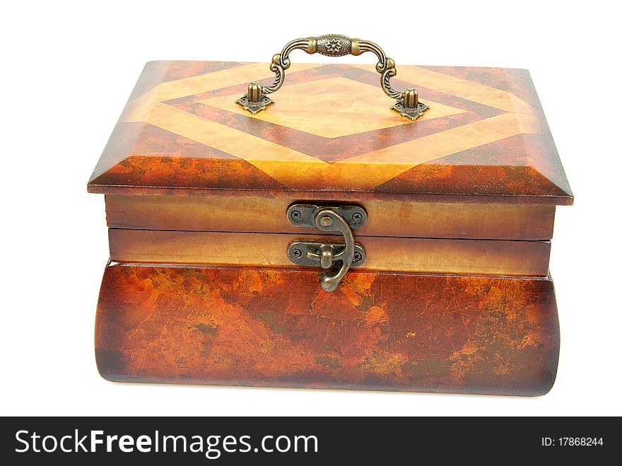 Wooden casket isolated on a white background