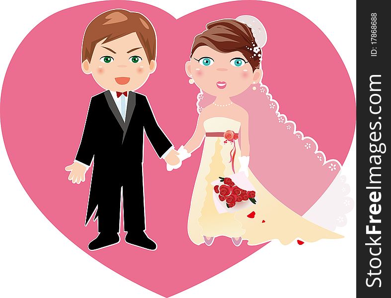 Illustration of an adorable groom and his. Illustration of an adorable groom and his