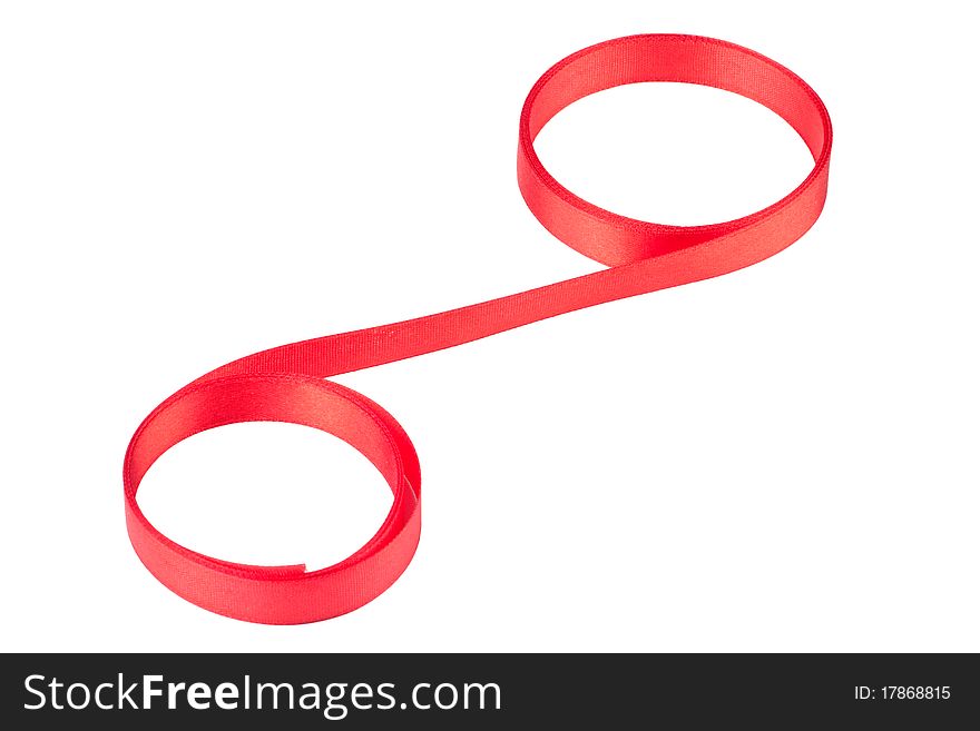 Percent sign made with red ribbon isolated on white