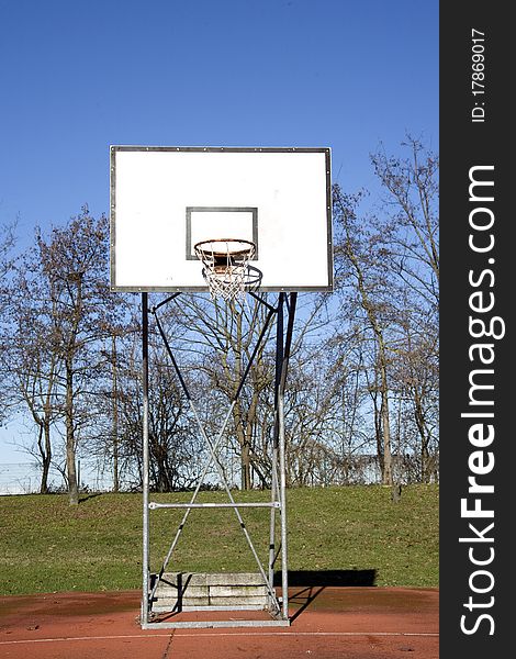 Basket backboard in a park during winter season