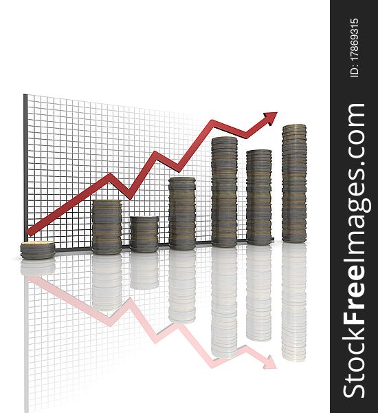 Business statistic graph with coins. Business statistic graph with coins