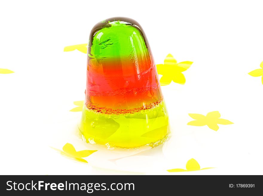 Jelly colorful closeup on white background. Jelly colorful closeup on white background