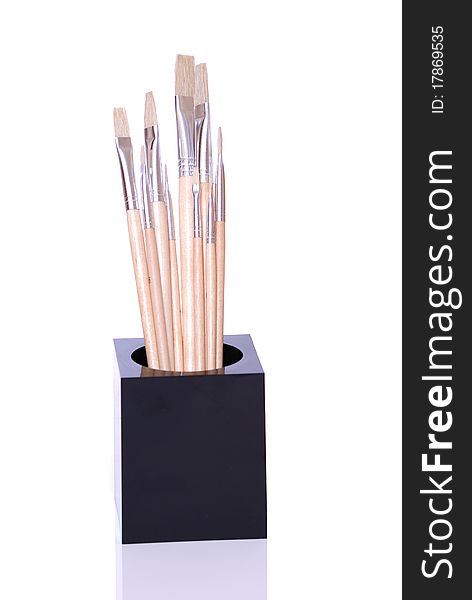 Image showing artist paint brush set isolated against white. Image showing artist paint brush set isolated against white