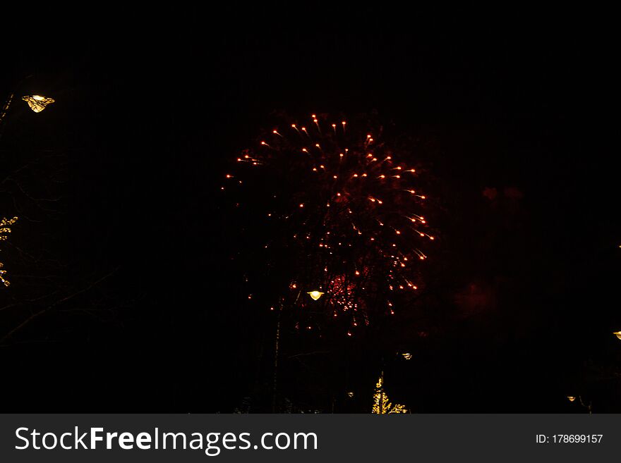 The fireworks were shot on Defender of the Fatherland Day on February 23 in Moscow, the capital of Russia. The fireworks were shot on Defender of the Fatherland Day on February 23 in Moscow, the capital of Russia.