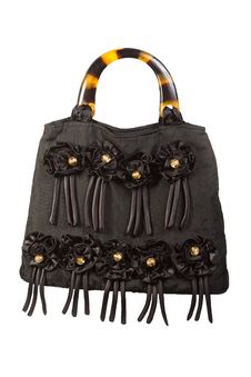 Female Black Handbag With Decorative Flowers Royalty Free Stock Images Female Black Handbag With Decorative Flowers Royalty Free Stock Images