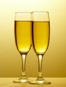 Two Champagne Glasses In Toast Royalty Free Stock Photo