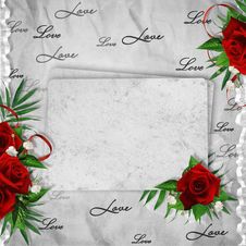Vintage Card For The Holiday With Red Rose Stock Photos Vintage Card For The Holiday With Red Rose Stock Photos