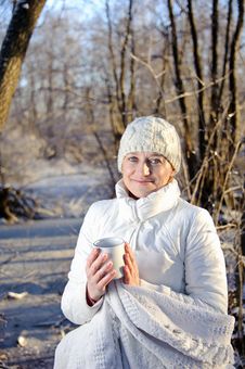 Woman In The Winter Forest Stock Photos Woman In The Winter Forest Stock Photos
