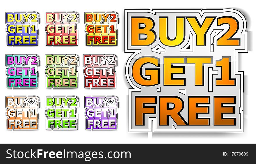 Buy two get one free sign