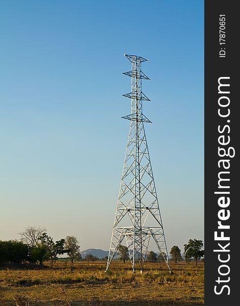 A new electricity tower with no power wire. A new electricity tower with no power wire