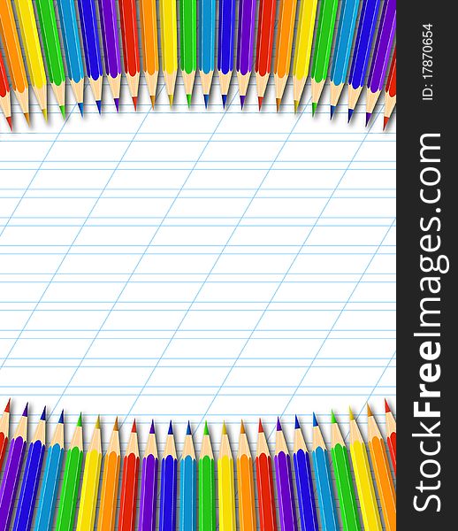 Coloured pencil border with copy space