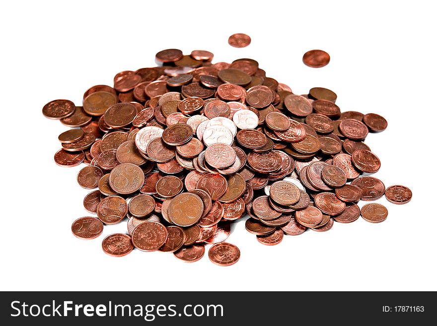 A pile of European cents