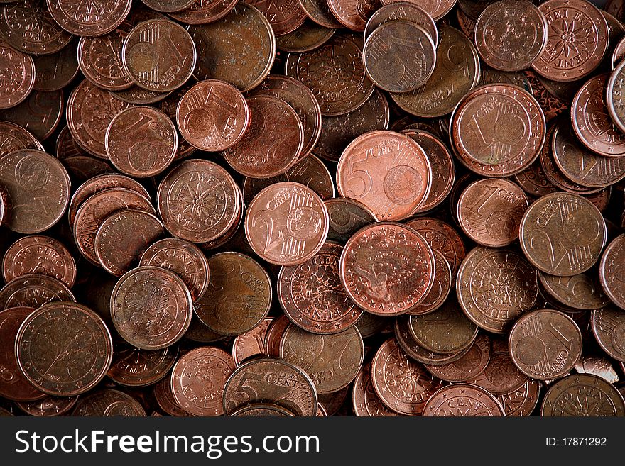 Group of European cents - background. Group of European cents - background