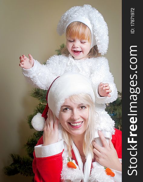 Portrait Happy Family In Christmas