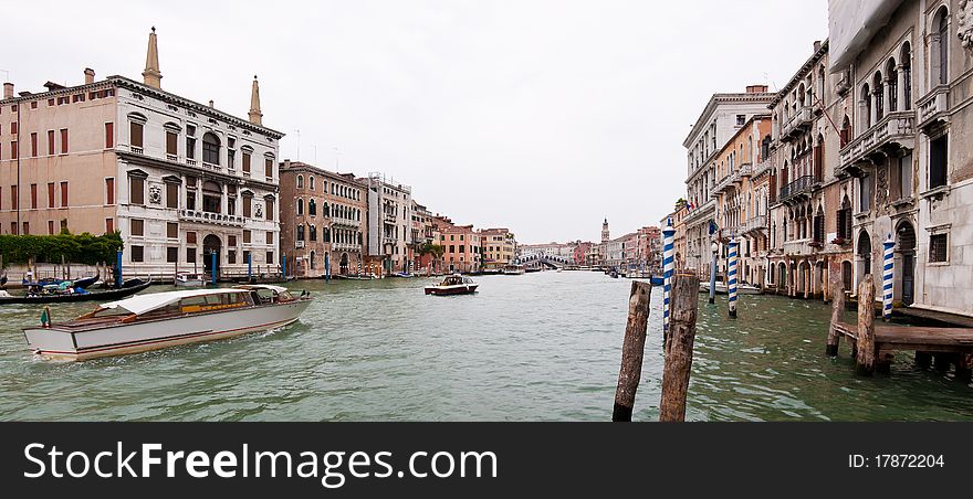 Panoramic view at the Grand Canal in Venice, Italy. Panoramic view at the Grand Canal in Venice, Italy